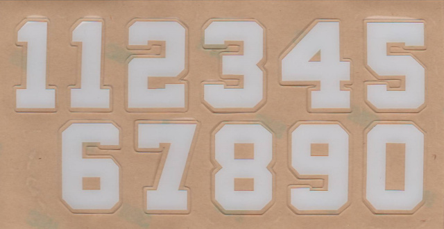 1" (Block Style #2) White Rear player number